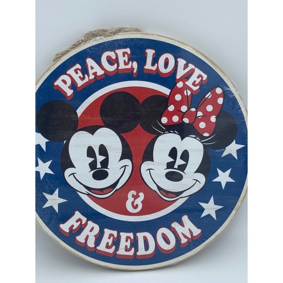 Disney Mickey and Minnie Mouse Patriotic Hanging Wooden Sign - Picture 2 of 4